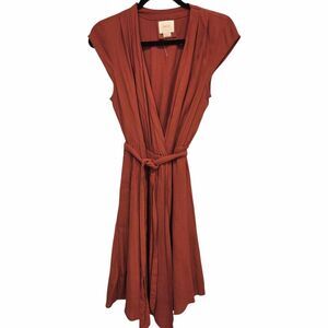 Anthropologie Maeve Boho Wrap Dress Rust Scandigirl Model Off-Duty Capsule XS